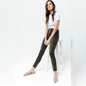 Rsq Manhattan High Rise black jeans button fly  detail